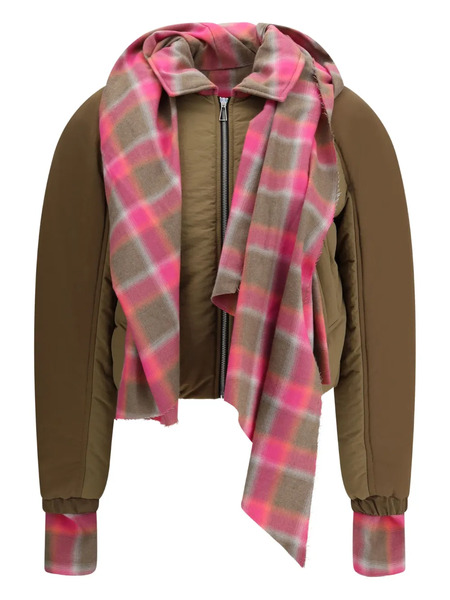  Marbell Plaid-trimmed Puffer Jacket - Brown 