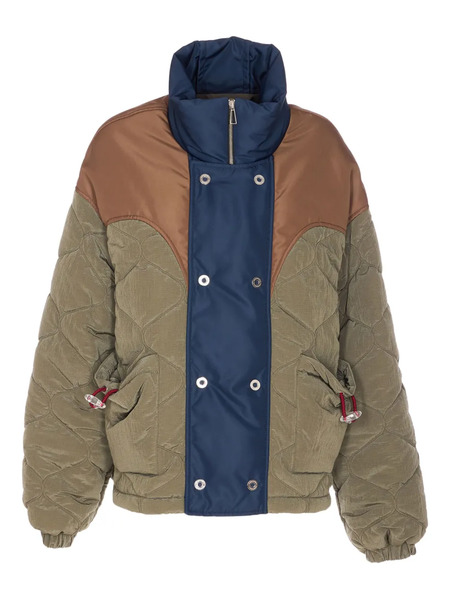  Marbell Quilted Colour-block Bomber Jacket - Green 