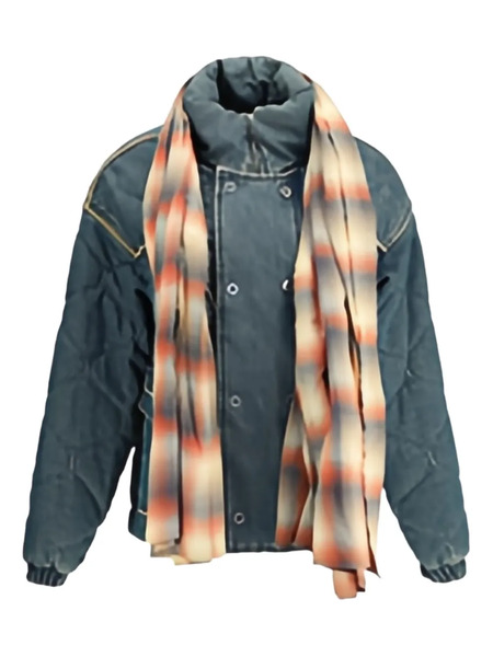  Marbell Scarf-detail Denim Jacket - Blue 