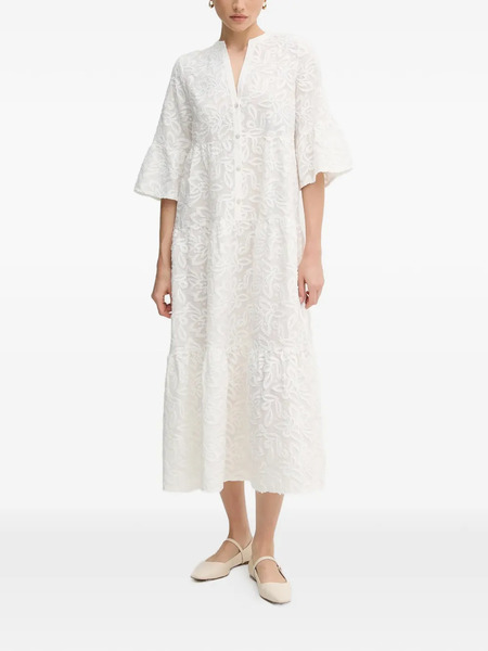  Marc Aurel Flared-sleeve Floral Dress - White 