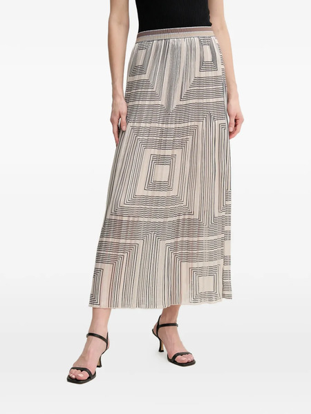  Marc Aurel Geometric Pleated Midi Skirt - Neutrals 