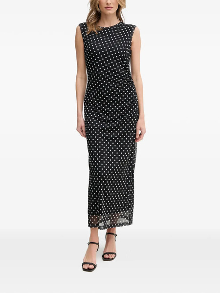  Marc Aurel Polka-dot Ruched Maxi Dress - Black 