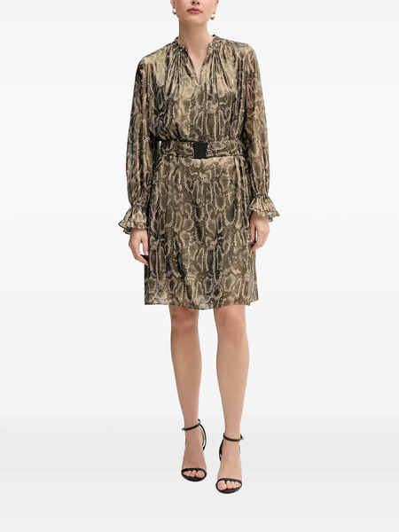  Marc Aurel Snake-print Belted Mini Dress - Neutrals 