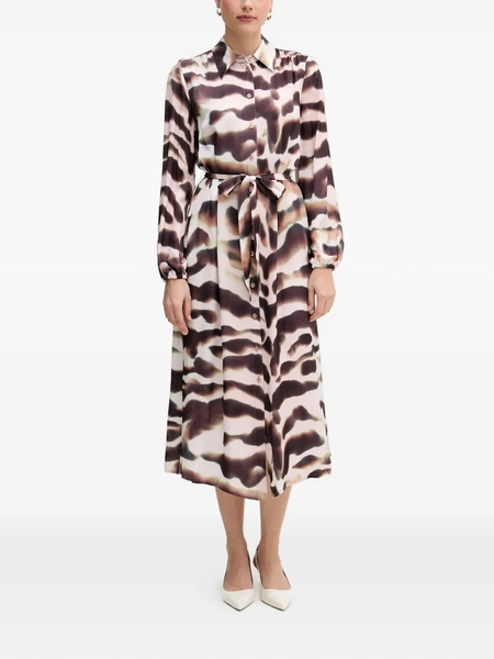  Marc Aurel Tie Dye Belted Midi Dress - Brown 
