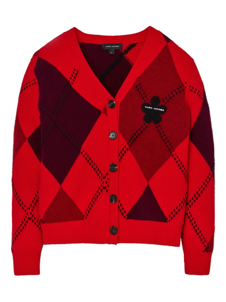  Marc Jacobs Argyle Daisy Cardigan - Red 