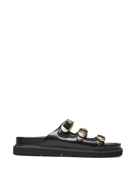  Marc Jacobs Buckle-detail Leather Slides - Black 
