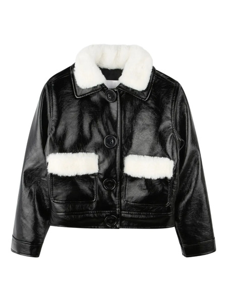  Marc Jacobs Kids Faux Fur-collared Leather Jacket - Black 