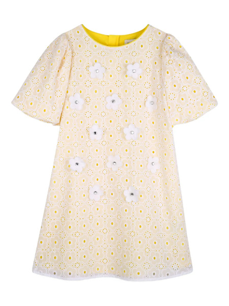  Marc Jacobs Kids Flower-appliqué Dress - Yellow 