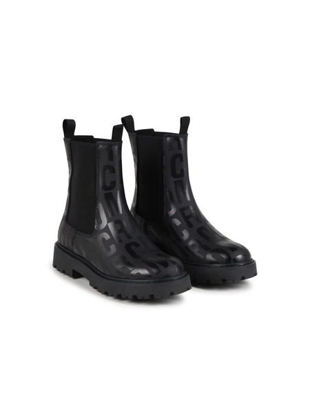  Marc Jacobs Kids Monogram-print Leather Ankle Boots - Black 