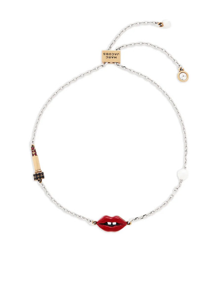 Marc Jacobs Lip-detail Slider-fastening Bracelet - Silver 