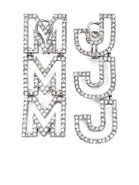  Marc Jacobs Mj Crystal-embellished Earrings - Silver 