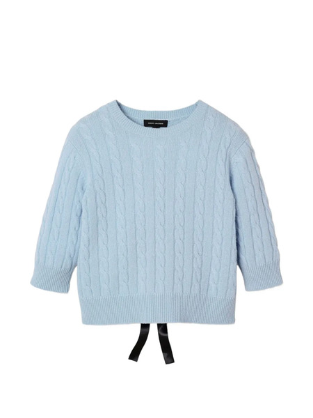  Marc Jacobs Open Back Cableknit Bow Sweater - Blue 