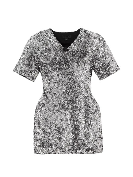  Marc Jacobs Sequin-embellished V-neck Mini Dress - Silver 