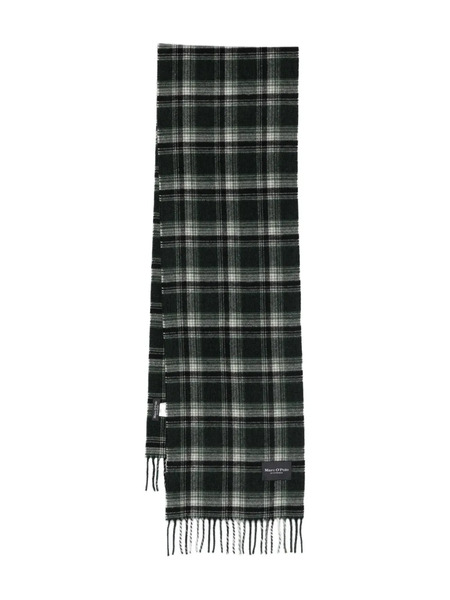  Marc O'polo Checked Fringed Scarf - Green 