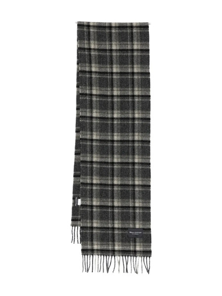  Marc O'polo Checked Fringed Scarf - Grey 