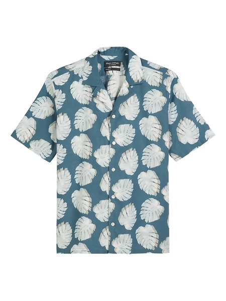  Marc O'polo Leaf-print Short-sleeves Shirt - Blue 