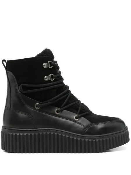  Marc O'polo Leather Combat Ankle Boots - Black 