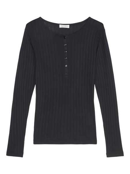  Marc O'polo Ribbed Henley Top - Blue 