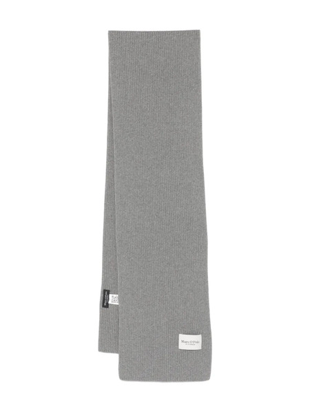  Marc O'polo Ribbed Patch-logo Scarf - Grey 