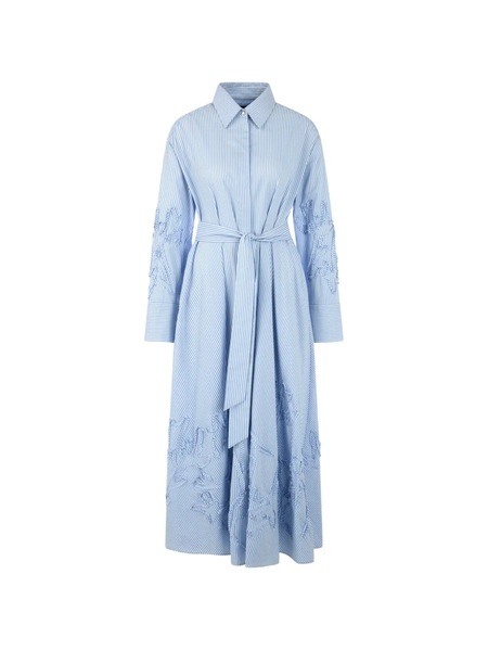  Marccain Striped Ruffled Midi Dress - Blue 