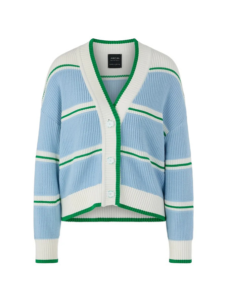  Marccain Striped V-neck Cardigan - Blue 