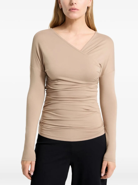  Marcella Jisoo Long-sleeve V-neck T-shirt - Neutrals 