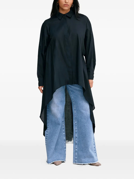  Marcella Patchin Button High-low Top - Black 