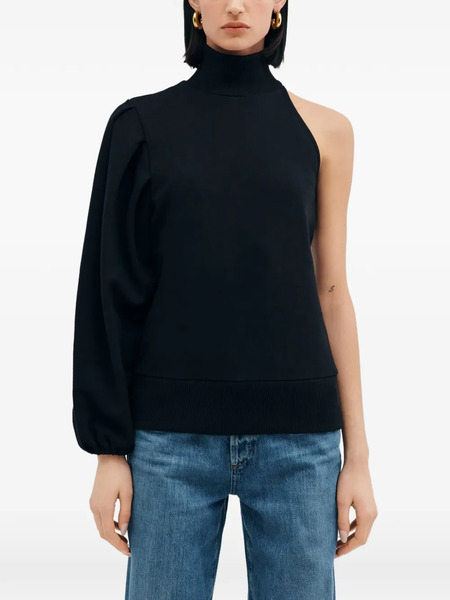  Marcella Rhett Sleeve One-shoulder Sweatshirt - Black 
