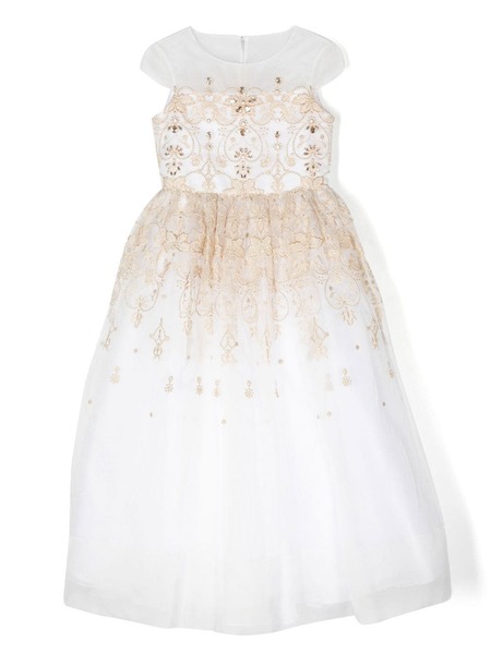  Marchesa Kids Couture Embroidered Off-shoulder Gown - White 