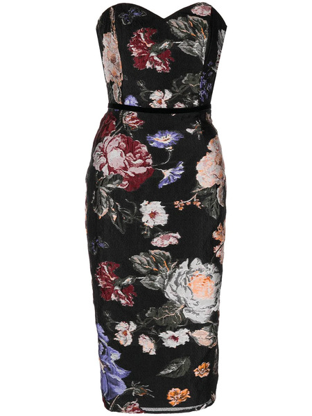  Marchesa Notte Floral Fil-coupé Dress - Black 