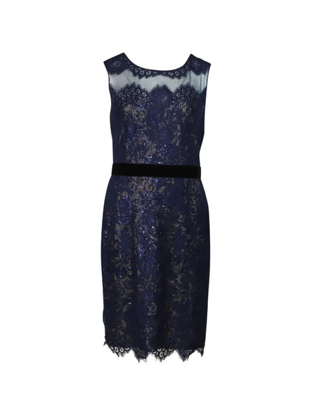  Marchesa Notte Lace-detail Midi Dress - Blue 