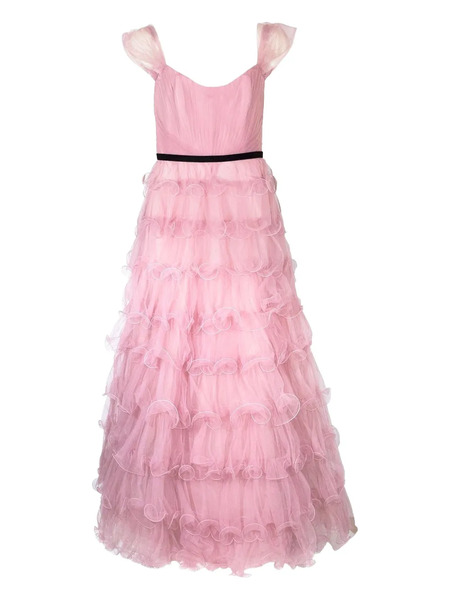  Marchesa Notte Off-shoulder Ruffled Gown - Pink 