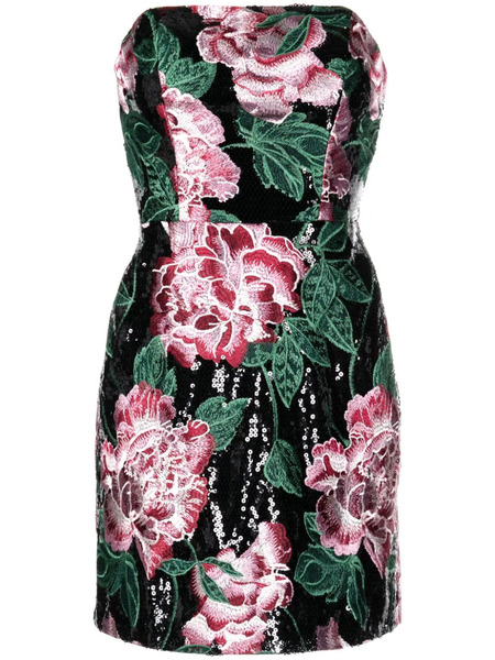  Marchesa Notte Sequin-embellished Strapless Minidress - Black 