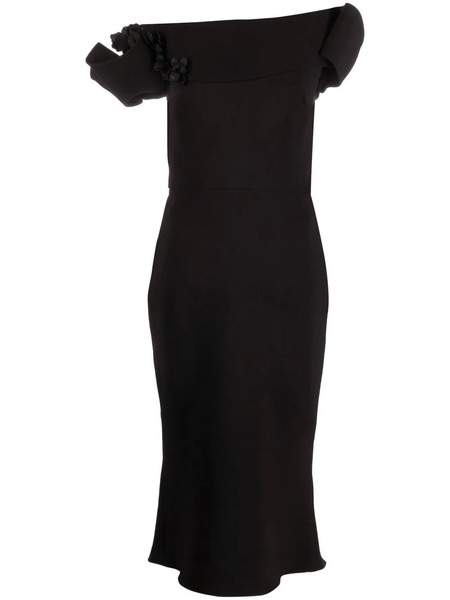  Marchesa Off-shoulder Midi Dress - Black 