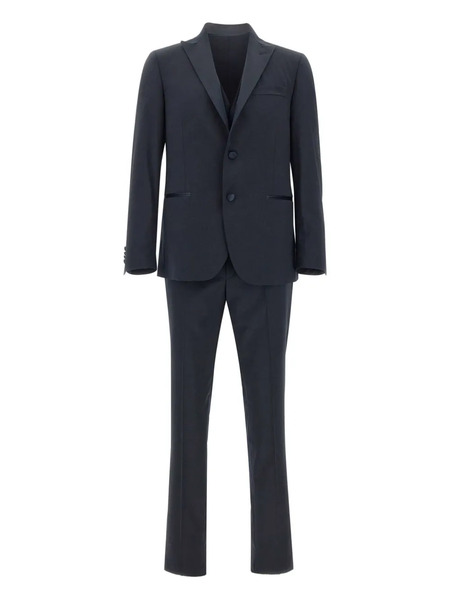 Marchesani Satin Trim Three-piece Suit - Blue 