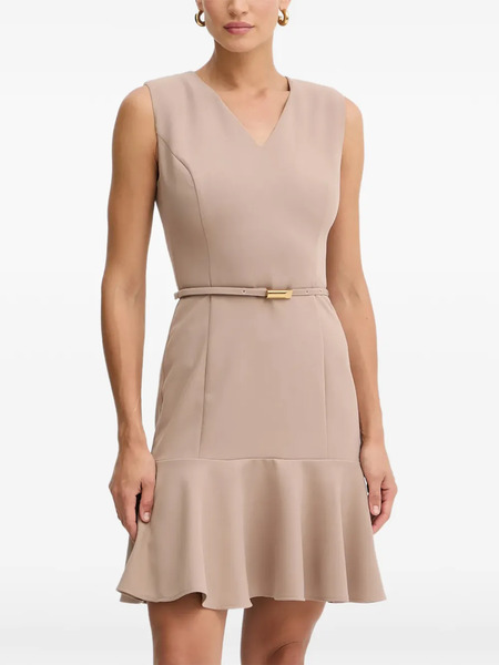  Marciano By Guess Belted V-neck Midi Dress - Neutrals 