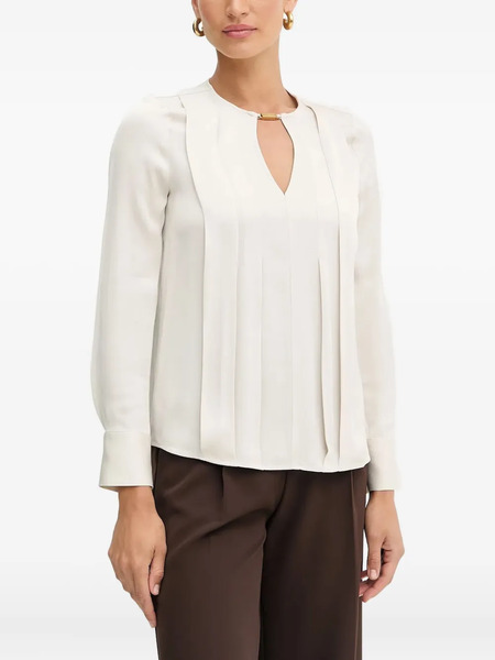  Marciano By Guess Keyhole Pleated Blouse - Neutrals 