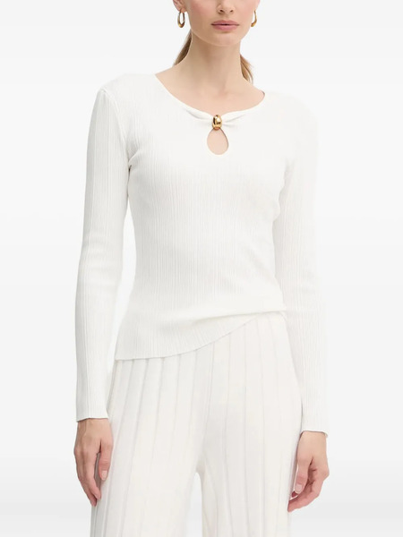  Marciano By Guess Keyhole Ribbed Top - White 