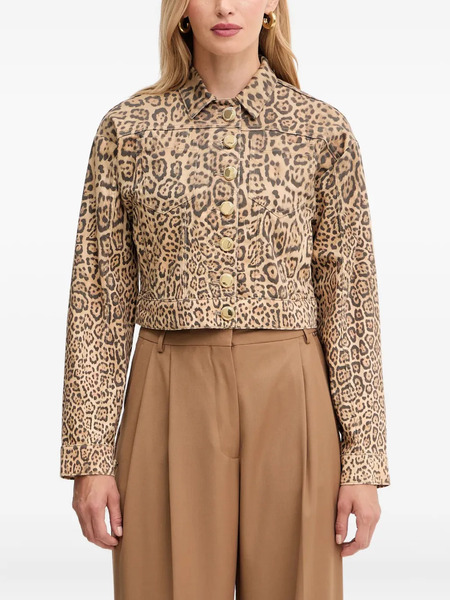  Marciano By Guess Leopard-print Button Denim Jacket - Neutrals 
