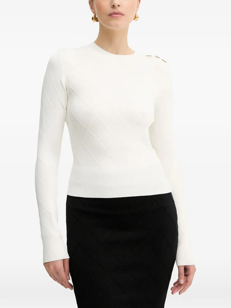  Marciano By Guess Miley Buttons Patterned Sweater - White 