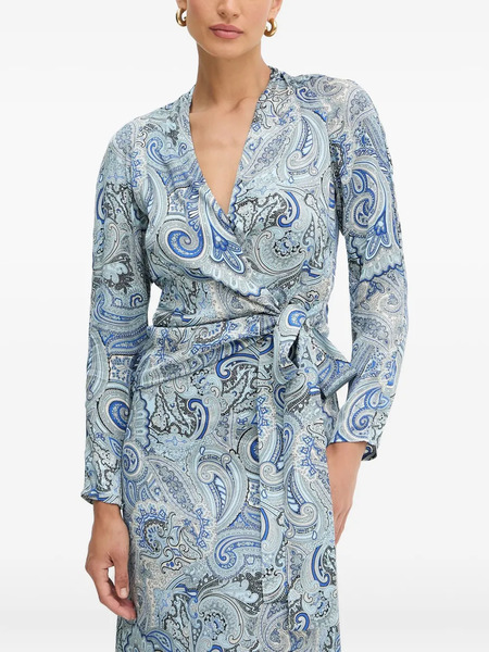  Marciano By Guess Paisley Tie Blouse - Blue 