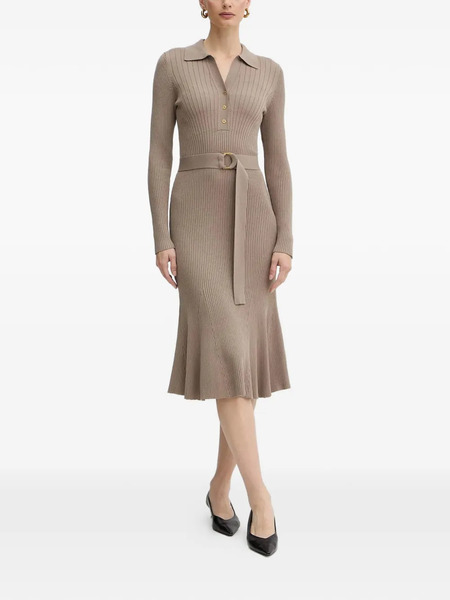  Marciano By Guess Ribbed Belted Midi Dress - Neutrals 