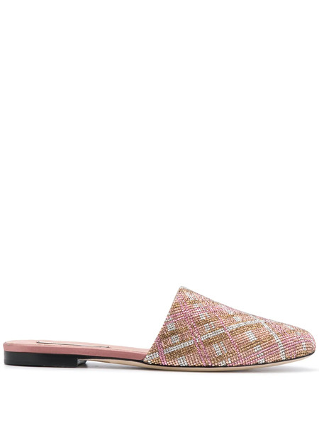  Marco De Vincenzo Check-crystal Slippers - Pink 
