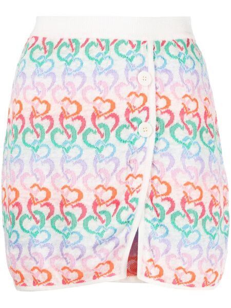  Marco Rambaldi Heart-embroidery Knit Skirt - White 
