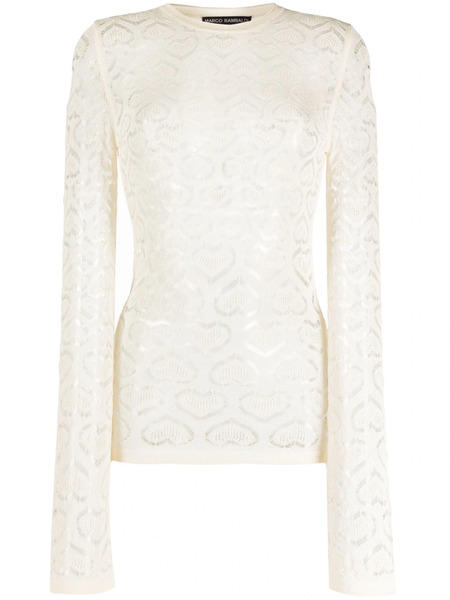  Marco Rambaldi Heart-motif Long-sleeved Top - White 