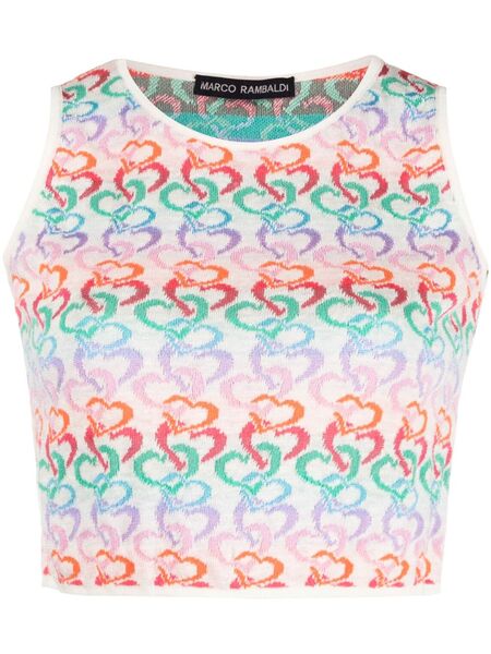  Marco Rambaldi Intarsia-knit Cropped Top - White 