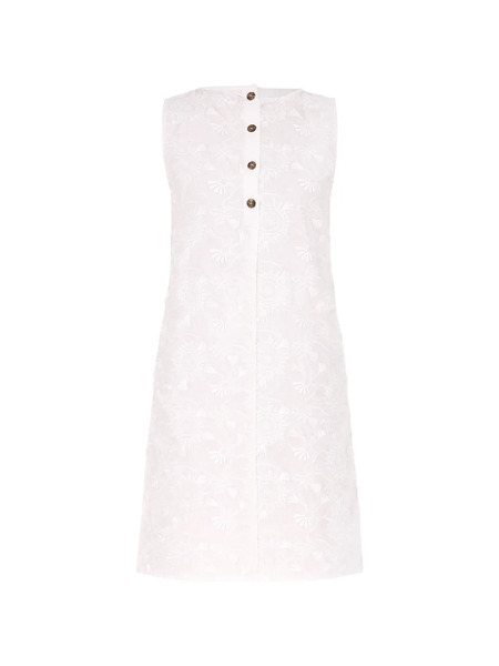  Marella Button Floral Midi Dress - White 