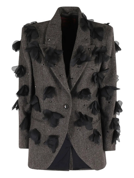  Marella Floral-appliqué Jacket - Brown 