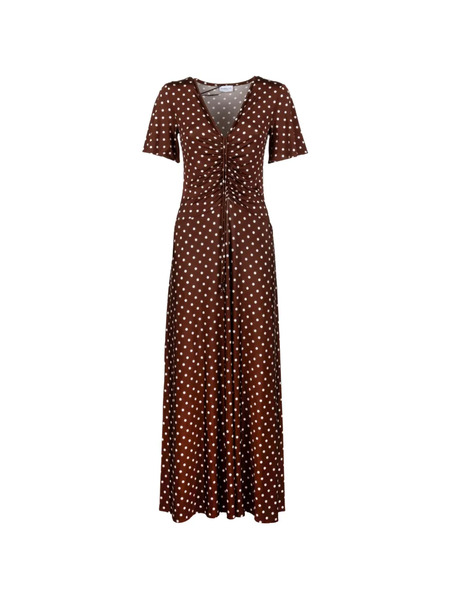  Marella Gathered Polka-dot Maxi Dress - Brown 