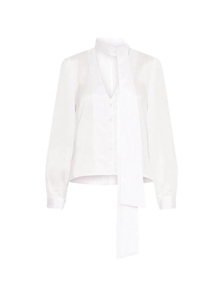  Marella Mllragni Pinstripe Tie-neck Shirt - White 